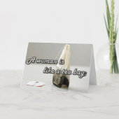 "Een vrouw is als een theezakje." Aangepaste offer Kaart (Voorkant)