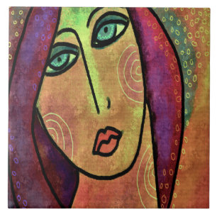 Een vrouw is een liefdevol Abstract digitaal schil Tegeltje