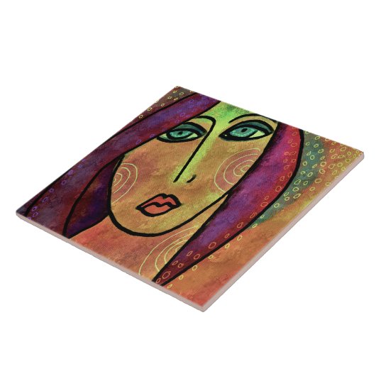 Een vrouw is een liefdevol Abstract digitaal schil Tegeltje (Zijkant)