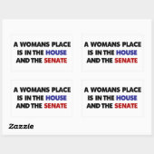 Een vrouw is thuis en in de senaat. rechthoekige sticker (Vel)