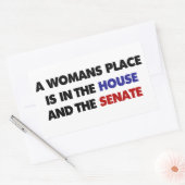 Een vrouw is thuis en in de senaat. rechthoekige sticker (Envelop)