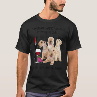 Een vrouw kan niet overleven op wijn alleen in Lak T-shirt