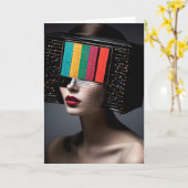 Een vrouw kleurrijke tv-hoofd alle gelegenheden kaart (Gele Bloem)