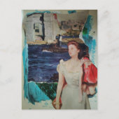 Een vrouw langs de rivier Mixed Media Collage Briefkaart (Voorkant)
