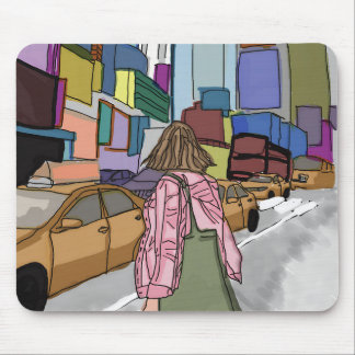 Een vrouw loopt door een bruisende straat in de st muismat