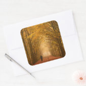 Een vrouw loopt met haar hond in de herfst sticker (Envelop)