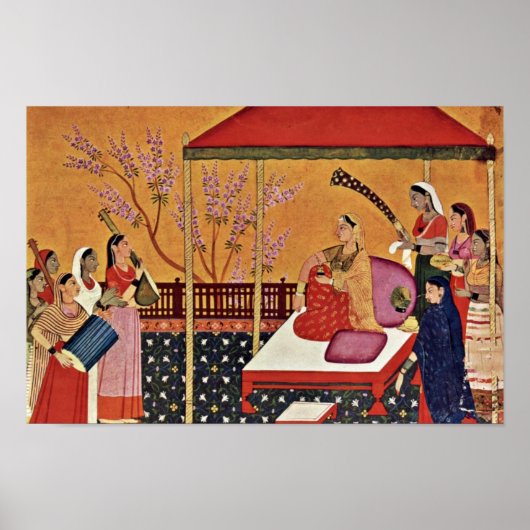 Een vrouw luistert naar de muziek van Indischer Ma Poster (Voorkant)