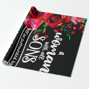 Een vrouw met alle zons-cadeautjes, Moederdag-cade Cadeaupapier