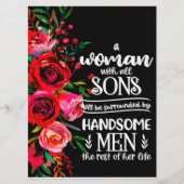 Een vrouw met alle zons-cadeautjes, Moederdag-cade Menu (Voorkant)