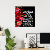 Een vrouw met alle zons-cadeautjes, Moederdag-cade Poster (Thuiskantoor)