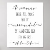 Een vrouw met alle zons, zwart-witWord-kunst Poster (Voorkant)