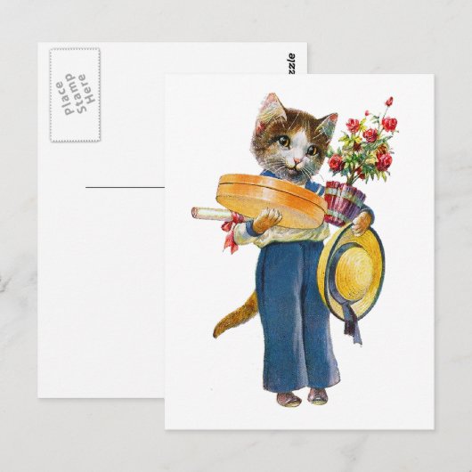 Een Vrouw met bakbloemen en cadeaus Briefkaart (Voorkant / Achterkant)