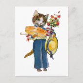 Een Vrouw met bakbloemen en cadeaus Briefkaart (Voorkant)