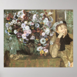 Een vrouw met chrysanten door Edgar Degas Poster