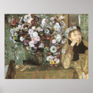 Een vrouw met chrysanten door Edgar Degas Poster