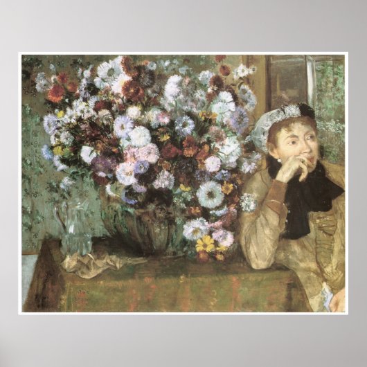 Een vrouw met Chrysanthema, Edgar Degas. Poster (Voorkant)