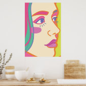 Een vrouw met een heldere make-up. poster (Keuken)