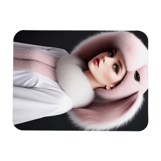 Een vrouw met een konijn pet magneet (Horizontaal)