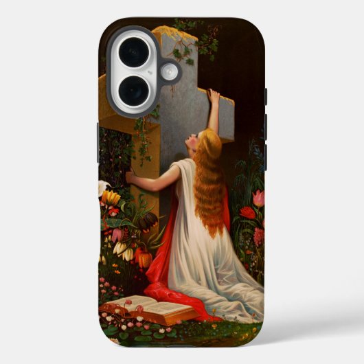 Een vrouw met een kruis bidt Case-Mate iPhone case (Achterkant)