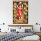 Een vrouw met een lamp canvas afdruk (Insitu (Slaapkamer))