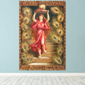 Een vrouw met een lamp canvas afdruk (Insitu (Houten vloer))