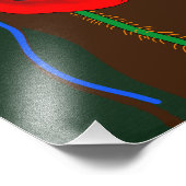 Een vrouw met een lange adem die in het rode papav foto afdruk (Hoek)
