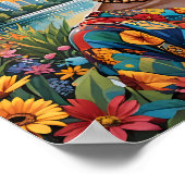 Een vrouw met een levendige tulband en bloemensuit poster (Hoek)