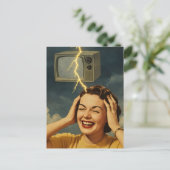 Een vrouw met een opwindende gedachte surrealistis briefkaart (Staand voorkant)