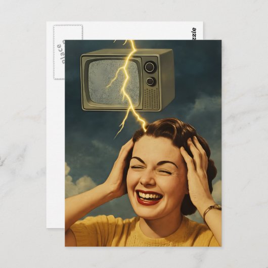 Een vrouw met een opwindende gedachte surrealistis briefkaart (Voorkant / Achterkant)