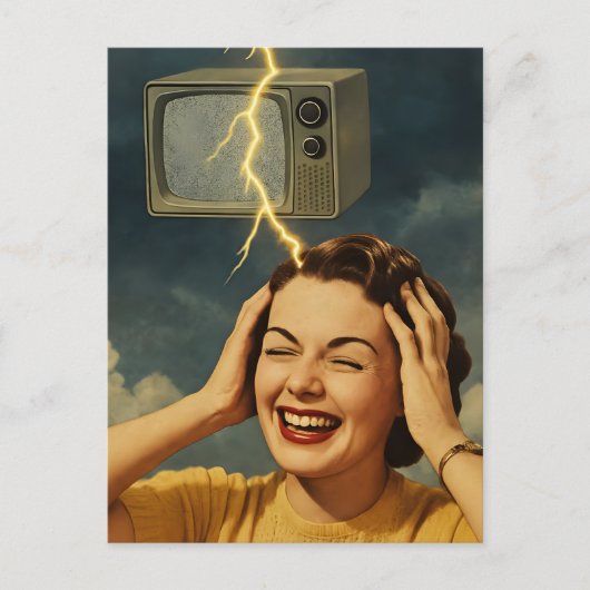 Een vrouw met een opwindende gedachte surrealistis briefkaart (Voorkant)