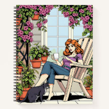 Een vrouw met koffie, kat en Planten