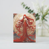 Een vrouw met lang, rood haar is een opvallende ve feestdagenkaart (Staand voorkant)