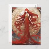 Een vrouw met lang, rood haar is een opvallende ve feestdagenkaart (Voorkant / Achterkant)