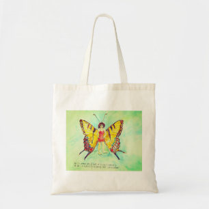 Een vrouw met vlinder vleugels tote bag