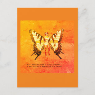 Een vrouw met vlindervleugels briefkaart