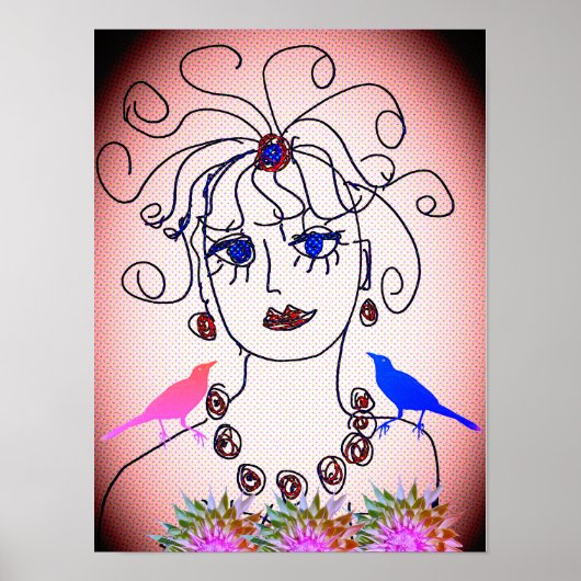 Een vrouw met vogels poster (Voorkant)