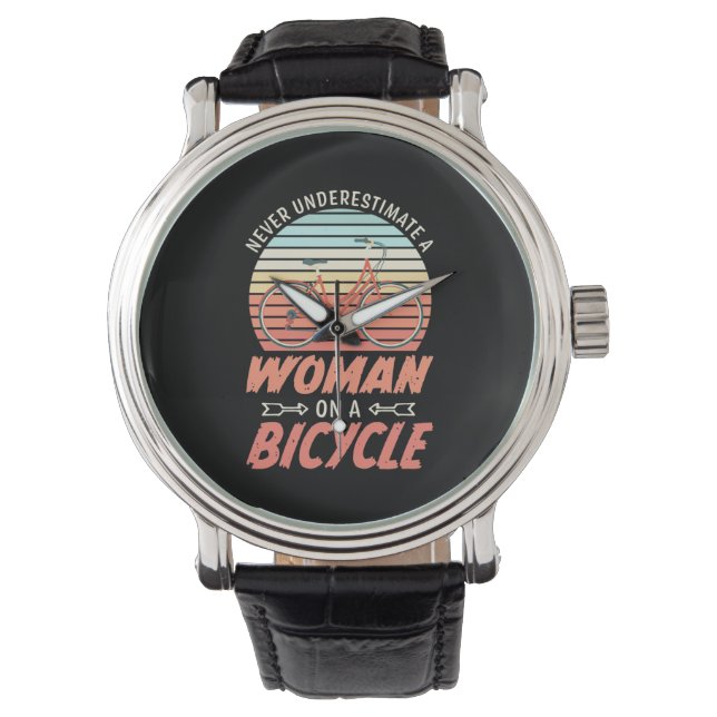 Een vrouw op een fiets horloge (Voorkant)