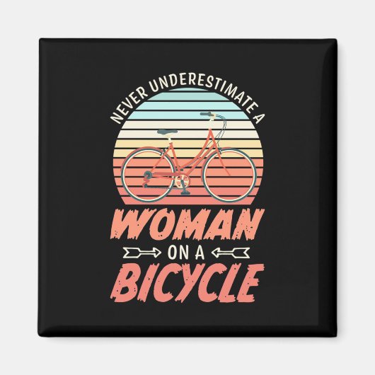 Een vrouw op een fiets magneet (Voorkant)
