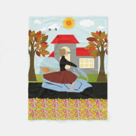 Een vrouw op een motor fleece deken