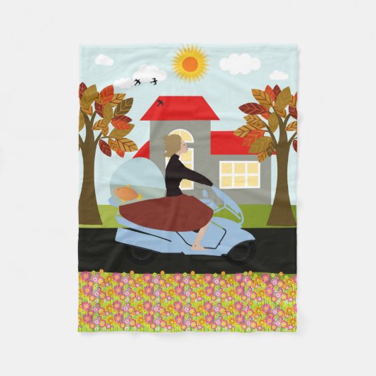 Een vrouw op een motor fleece deken (Voorkant)