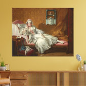 Een vrouw op haar bed canvas afdruk (Insitu (Woonkamer))
