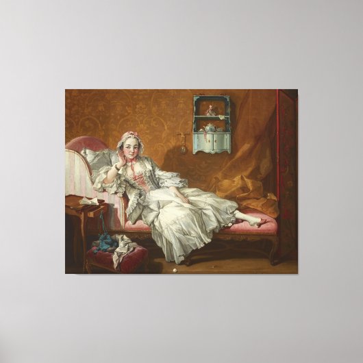 Een vrouw op haar bed canvas afdruk (Voorkant)