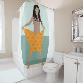 Een vrouw op het strand douchegordijn (In situ)