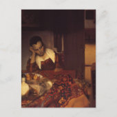 Een vrouw slaapt briefkaart (Voorkant)