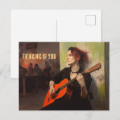 Een vrouw speelt vrijdagavond in een bar briefkaart (Voorkant / Achterkant)