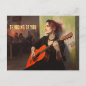 Een vrouw speelt vrijdagavond in een bar briefkaart (Voorkant)