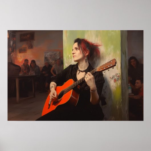 Een vrouw speelt vrijdagavond in een bar poster (Voorkant)