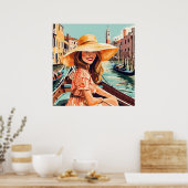 Een vrouw toerist in Venetië Print (Keuken)