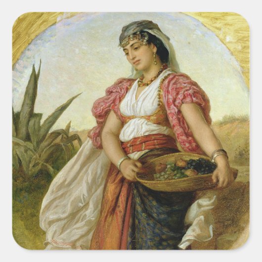 Een vrouw uit Algiers, 1871 Vierkante Sticker (Voorkant)