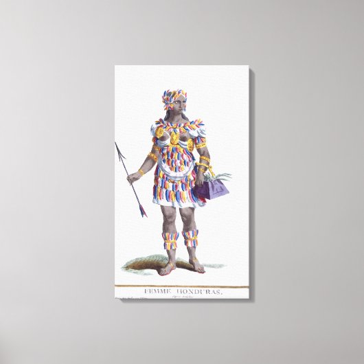 Een vrouw uit Honduras, 1780 (gekleurd) Canvas Afdruk (Voorkant)